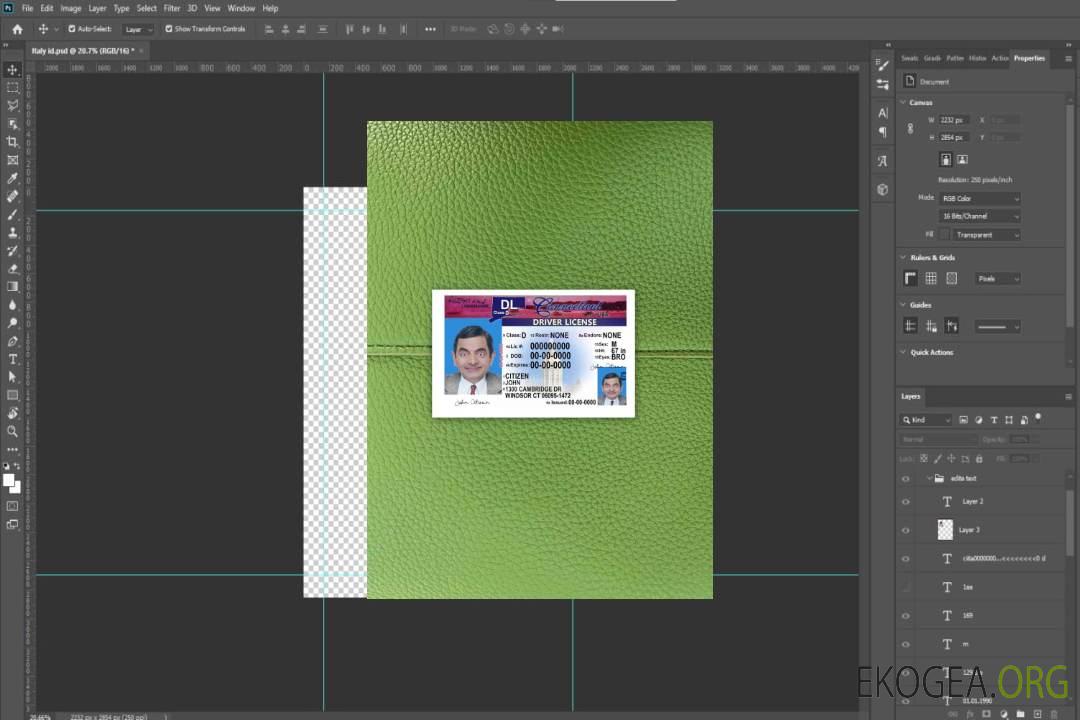 Permis de conduire USA Connecticut version 2 photolook AVANT template